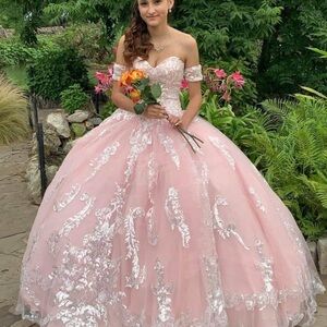 Elegant Pink Off-Shoulder Gown